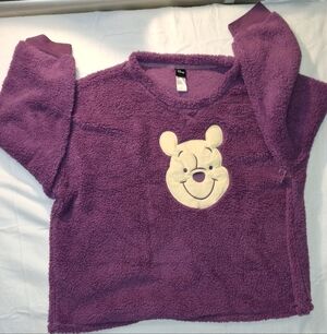 Purple Fleece Kids Top with Bear Design